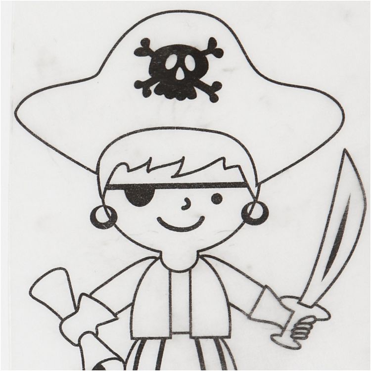 Produktbild: Creativ Company Plastikschrumpfplatten mit Motiven, Piraten, Blatt 10,5x14,5 cm, Dicke 0,3 mm, Matt transparent, 4 Blatt