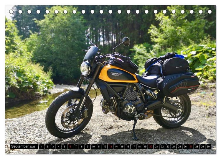 Produktbild: Scrambler Motorr&auml;der Individuell - Stylisch - Abenteuerlich (Tischkalender 2026 DIN A5 quer), CALVENDO Monatskalender