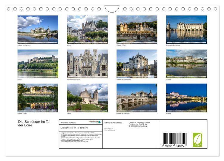Produktbild: Die Schl&ouml;sser im Tal der Loire (Wandkalender 2026 DIN A4 quer), CALVENDO Monatskalender