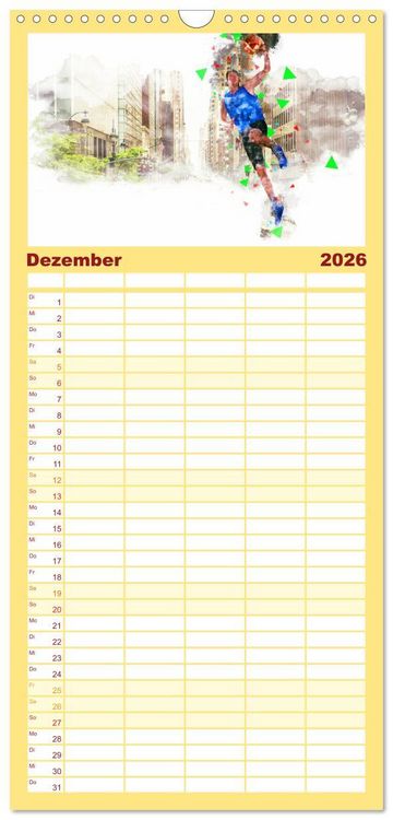 Produktbild: Familienplaner 2026 - Basketball Art mit 5 Spalten (Wandkalender, 21 x 45 cm) CALVENDO