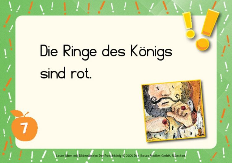 Lesen üben mit Bilderrätseln zum Froschkönig. 34 Bildkarten