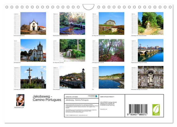 Produktbild: Jakobsweg - Camino Portugues (Wandkalender 2026 DIN A4 quer), CALVENDO Monatskalender