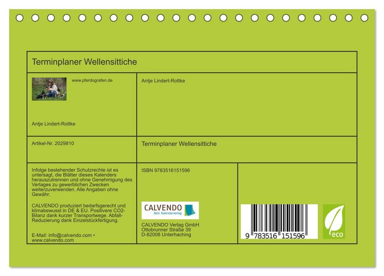 Produktbild: Terminplaner Wellensittiche (Tischkalender 2026 DIN A5 quer), CALVENDO Monatskalender