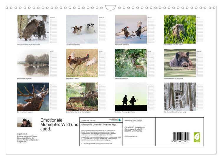 Produktbild: Emotionale Momente: Wild und Jagd. (Wandkalender 2026 DIN A3 quer), CALVENDO Monatskalender