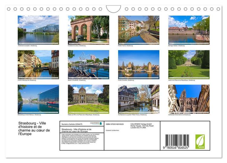 Produktbild: Strasbourg - Ville d'histoire et de charme au c&oelig;ur de l'Europe (Calendrier mural 2027 DIN A4 vertical), CALVENDO calendrier mensuel