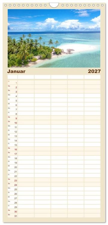 Produktbild: Familienplaner 2027 - Malediven, Perle im Indischen Ozean mit 5 Spalten (Wandkalender, 21 x 45 cm) CALVENDO