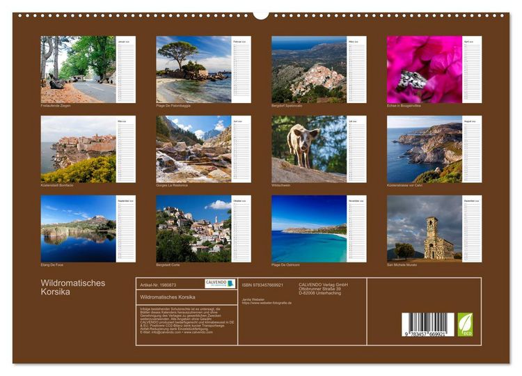 Produktbild: Wildromatisches Korsika (hochwertiger Premium Wandkalender 2026 DIN A2 quer), Kunstdruck in Hochglanz