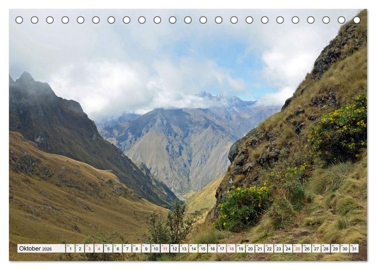 Produktbild: Inka Trail und Machu Picchu, Trekking zur ber&uuml;hmten Inkastadt (Tischkalender 2026 DIN A5 quer), CALVENDO Monatskalender