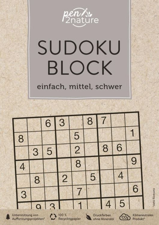 Produktbild: Sudoku-Block: einfach, mittel, schwer. 192 Sudokus in 3 Schwierigkeitsstufen