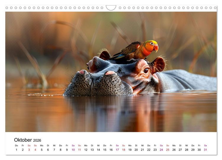 Produktbild: Flusspferde - Hippopotamus amphibius (Wandkalender 2026 DIN A3 quer), CALVENDO Monatskalender