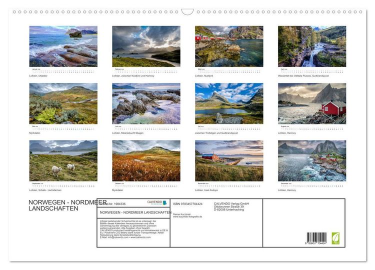 Produktbild: NORWEGEN - NORDMEER LANDSCHAFTEN (Wandkalender 2026 DIN A2 quer), CALVENDO Monatskalender