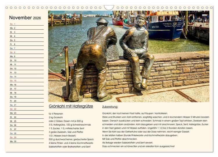 Produktbild: Ostfriesland kochen wie fr&uuml;her (Wandkalender 2026 DIN A3 quer), CALVENDO Monatskalender