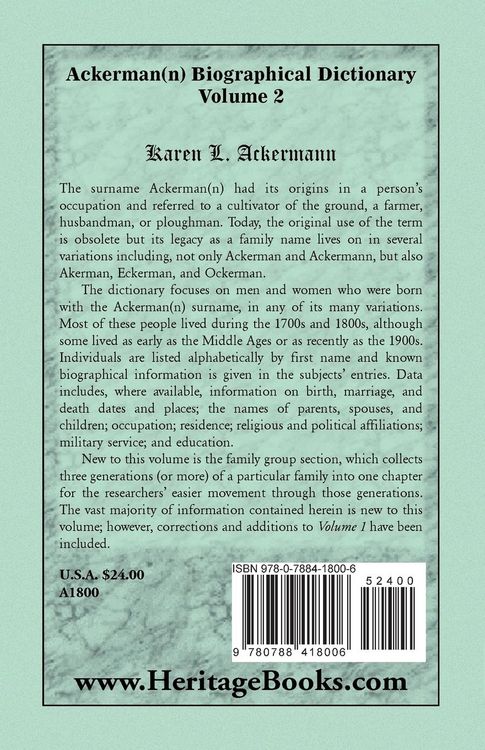Produktbild: Ackerman(n) Biographical Dictionary, Volume 2