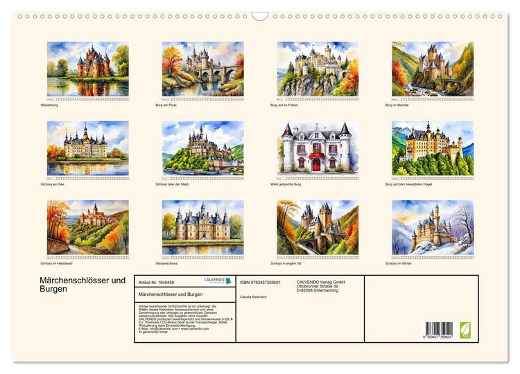 Produktbild: M&auml;rchenschl&ouml;sser und Burgen (Wandkalender 2026 DIN A2 quer), CALVENDO Monatskalender