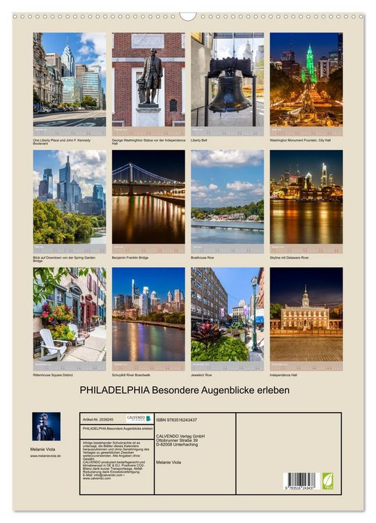 Produktbild: PHILADELPHIA Besondere Augenblicke erleben (Wandkalender 2026 DIN A2 hoch), CALVENDO Monatskalender