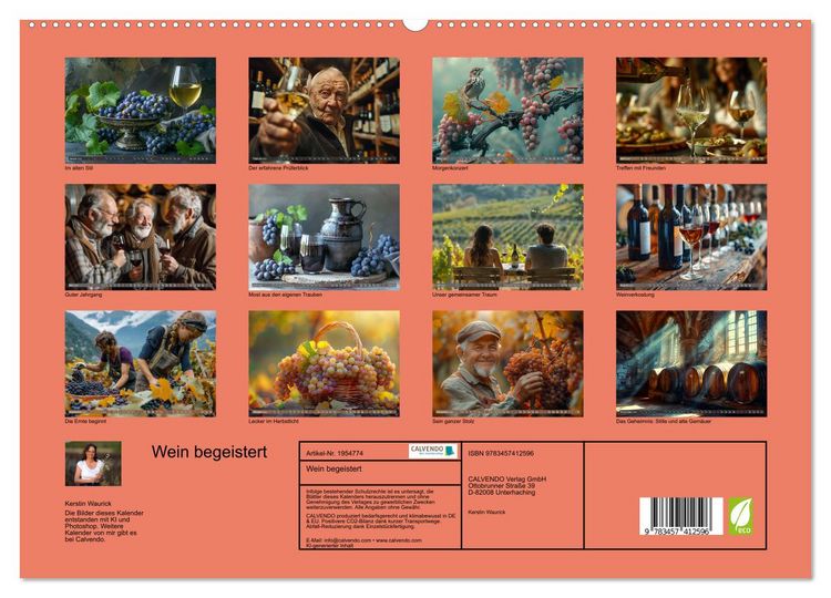 Produktbild: Wein begeistert (hochwertiger Premium Wandkalender 2026 DIN A2 quer), Kunstdruck in Hochglanz