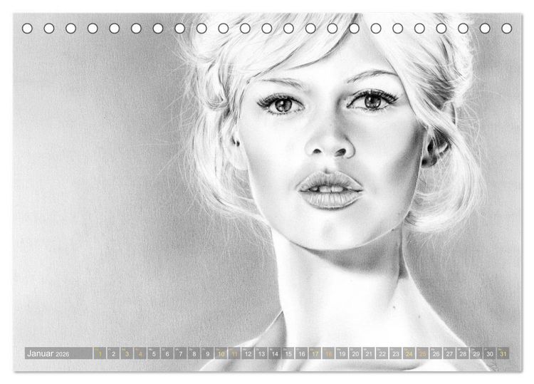 Produktbild: Hollywood Ikonen in Bleistift (Tischkalender 2026 DIN A5 quer), CALVENDO Monatskalender