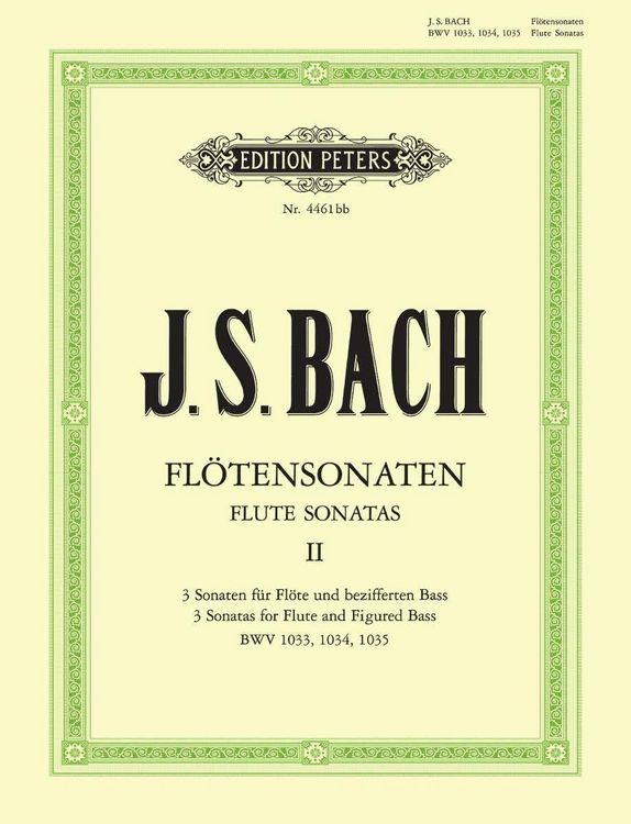 Produktbild: Sonaten f&uuml;r Fl&ouml;te und bezifferten Bass BWV 1033 - 1035 / URTEXT