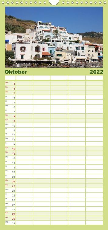 Produktbild: Ischia - Familienplaner hoch (Wandkalender 2022 , 21 cm x 45 cm, hoch)