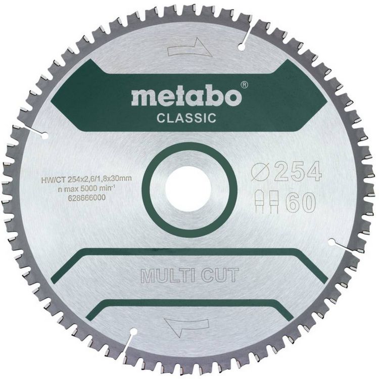 Produktbild: Metabo MULTI CUT CLASSIC 628285000 Kreiss&auml;geblatt 254 x 30 x 1.8 mm Z&auml;hneanzahl: 60 1 St.