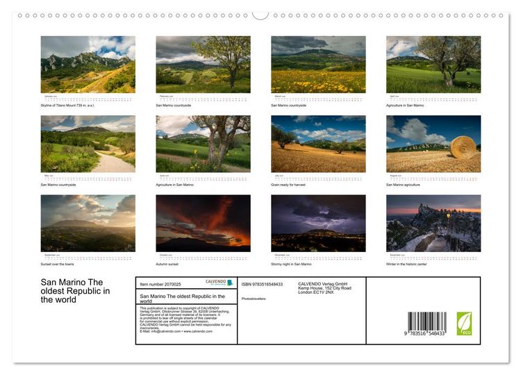 Produktbild: San Marino The oldest Republic in the world (High Quality Premium Wall Calendar 2026 DIN A2 landscape),CALVENDO 12 Month Wall Calendar