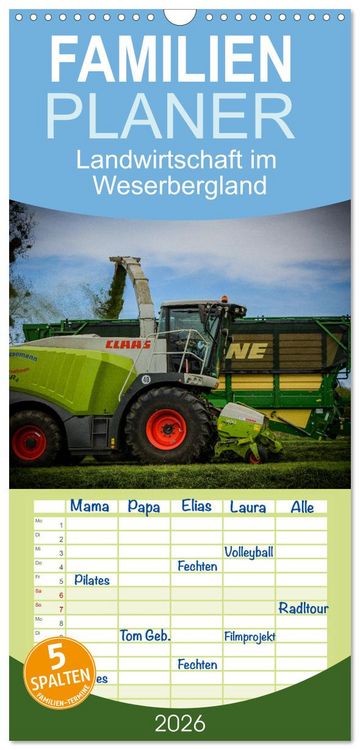 Produktbild: Familienplaner 2026 - Landwirtschaft im Weserbergland mit 5 Spalten (Wandkalender, 21 x 45 cm) CALVENDO