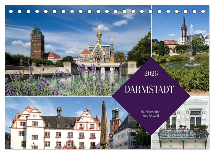 Produktbild: Darmstadt - Mathildenh&ouml;he und Altstadt (Tischkalender 2026 DIN A5 quer), CALVENDO Monatskalender