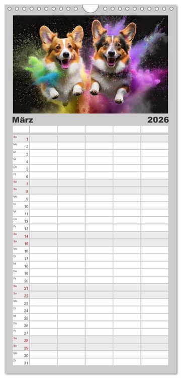 Produktbild: Familienplaner 2026 - Holi Pulver - Doppelte Action mit 5 Spalten (Wandkalender, 21 x 45 cm) CALVENDO