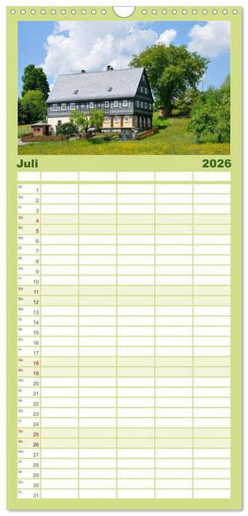 Produktbild: Familienplaner 2026 - Umgebindeh&auml;user in der Oberlausitz mit 5 Spalten (Wandkalender, 21 x 45 cm) CALVENDO