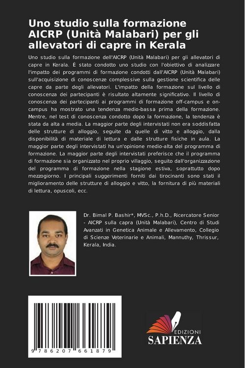 Produktbild: Uno studio sulla formazione AICRP (Unit&agrave; Malabari) per gli allevatori di capre in Kerala