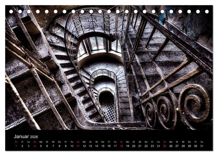 Produktbild: Verlassene Orte - Die sch&ouml;nsten Treppenh&auml;user (Tischkalender 2026 DIN A5 quer), CALVENDO Monatskalender