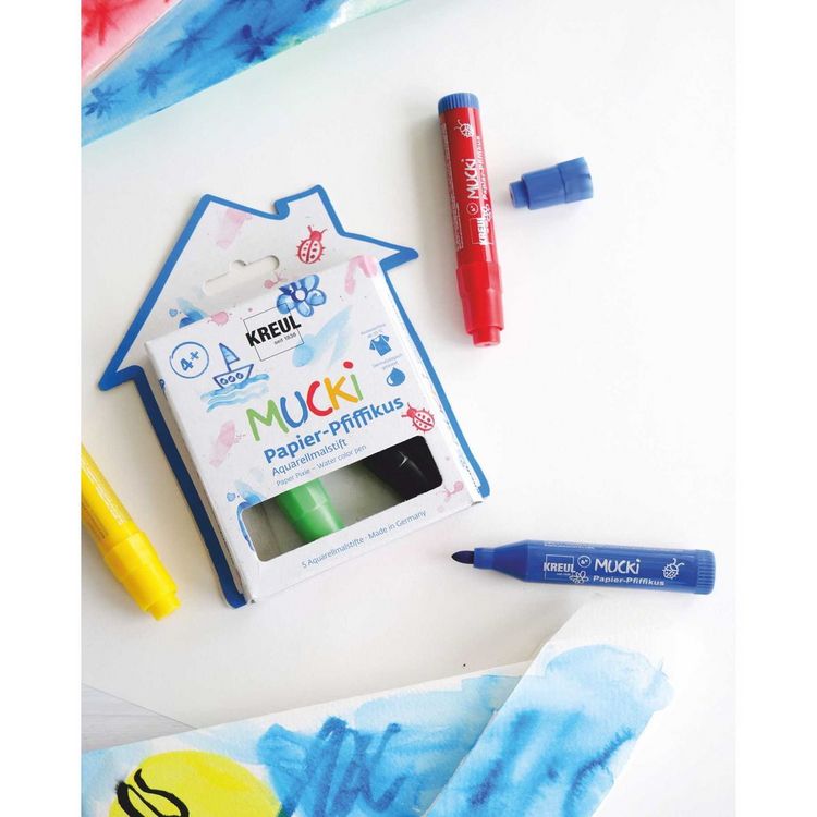 Produktbild: KREUL Aquarellstifte MUCKi Papier Pfiffikus 5 St&uuml;ck Kartonetui