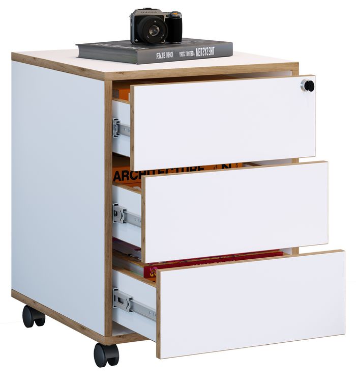 Produktbild: Holz Rollcontainer B&uuml;rocontainer Salia 3 Schublade