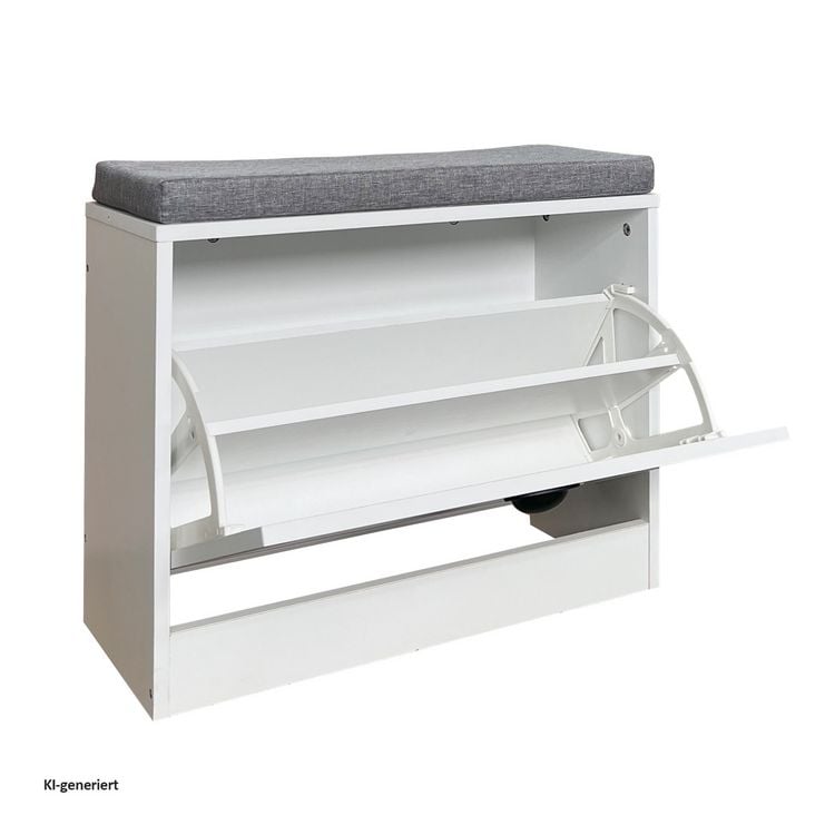 Produktbild: HTI-Living Schuhschrank Thekla 1 Klappe 60 cm Wei&szlig; mit Sitzkissen