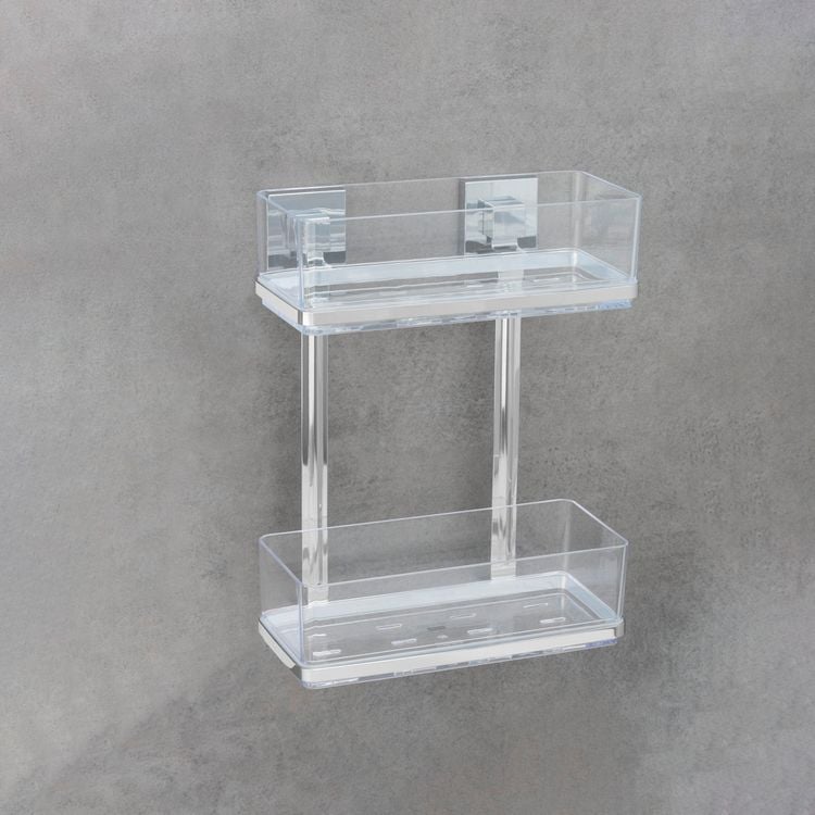 Produktbild: Vacuum-Loc&reg; Wandregal 2 Etagen Mod. Quadro Edelstahl, Befestigen ohne bohren