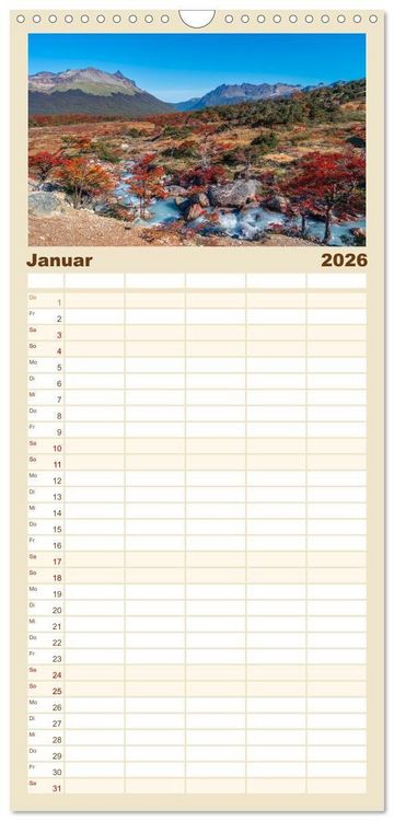 Produktbild: Familienplaner 2026 - Patagonien, Tierra del Fuego: Am Rand der Welt mit 5 Spalten (Wandkalender, 21 x 45 cm) CALVENDO