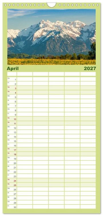 Produktbild: Familienplaner 2027 - Allg&auml;uer Alpen 2027 mit 5 Spalten (Wandkalender, 21 x 45 cm) CALVENDO