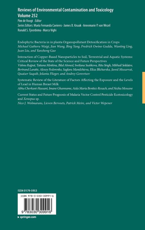 Produktbild: Reviews of Environmental Contamination and Toxicology Volume 252