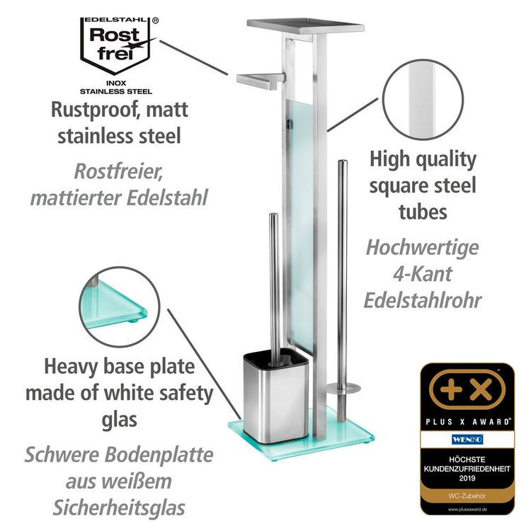 Produktbild: Stand WC-Garnitur Mod. Debar mit Ablage Edelstahl, rostfrei
