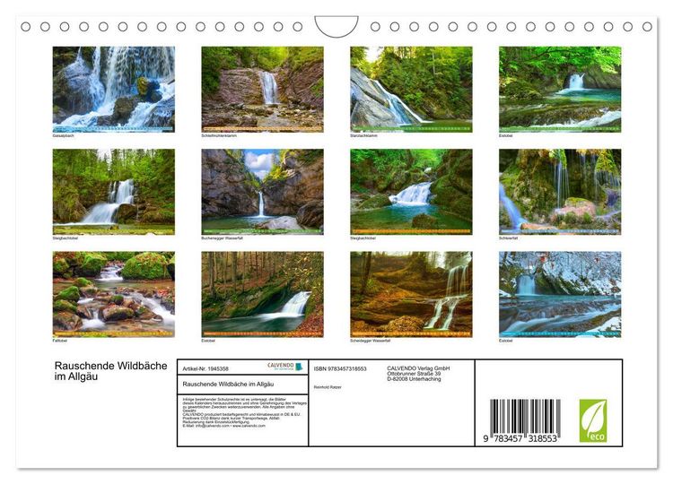 Produktbild: Rauschende Wildb&auml;che im Allg&auml;u (Wandkalender 2026 DIN A4 quer), CALVENDO Monatskalender