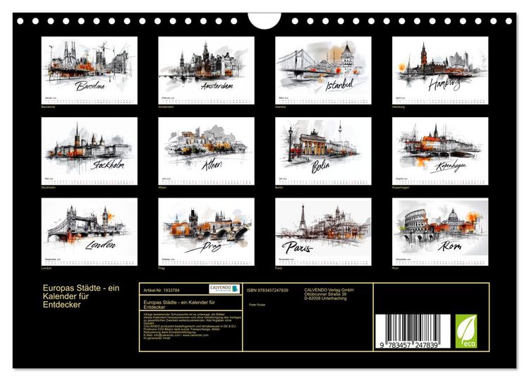 Produktbild: Europas St&auml;dte - ein Kalender f&uuml;r Entdecker (Wandkalender 2026 DIN A4 quer), CALVENDO Monatskalender