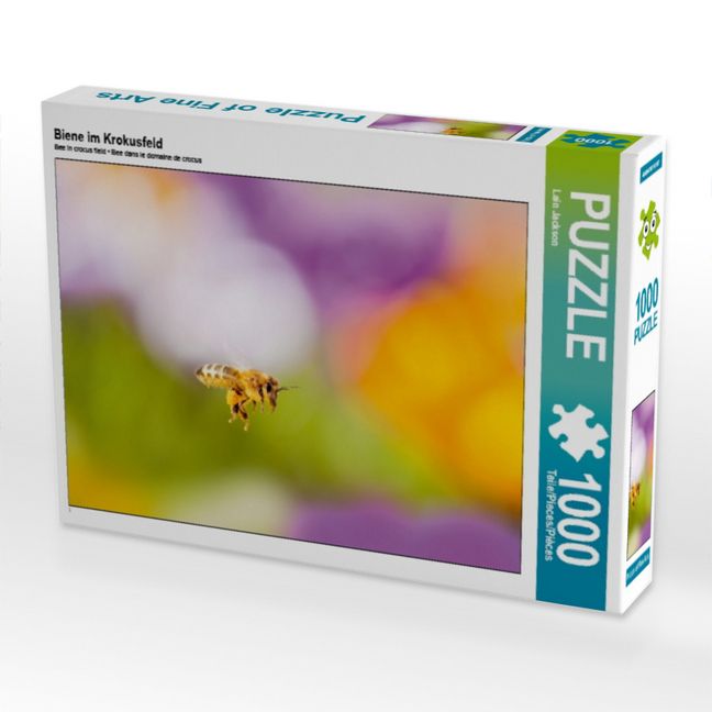 Produktbild: CALVENDO Puzzle Biene im Krokusfeld 1000 Teile Puzzle quer | 1000 Teile Lege-Gr&ouml;&szlig;e 64 &times; 48 cm Foto-Puzzle f&uuml;r gl&uuml;ckliche Stunden