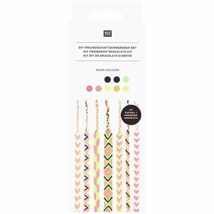 Produktbild: DIY Freundschaftsarmb&auml;nder Set, Neon Colours 10 x 8 m Stickgarn in 7 verschiedenen Farben, 100 % Baumwolle und Neon 100% Polyester