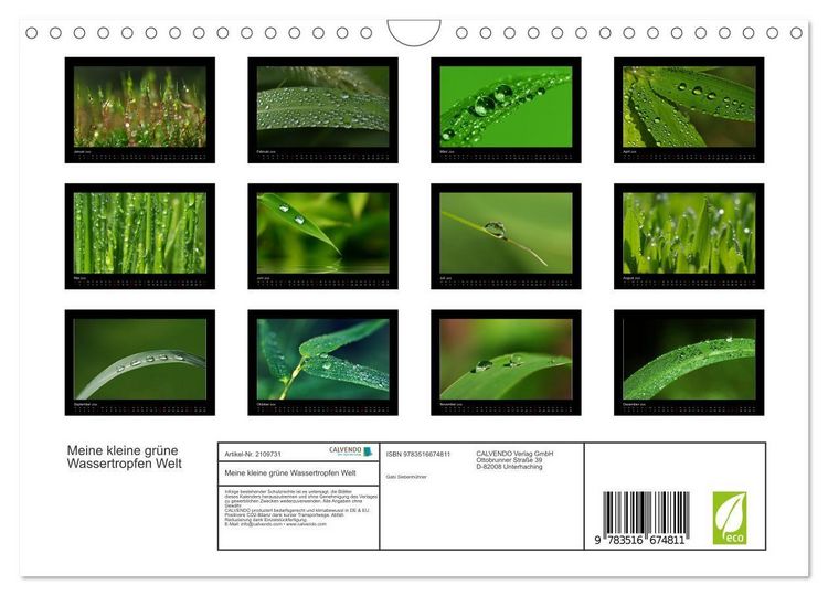 Produktbild: Meine kleine gr&uuml;ne Wassertropfen Welt (Wandkalender 2026 DIN A4 quer), CALVENDO Monatskalender