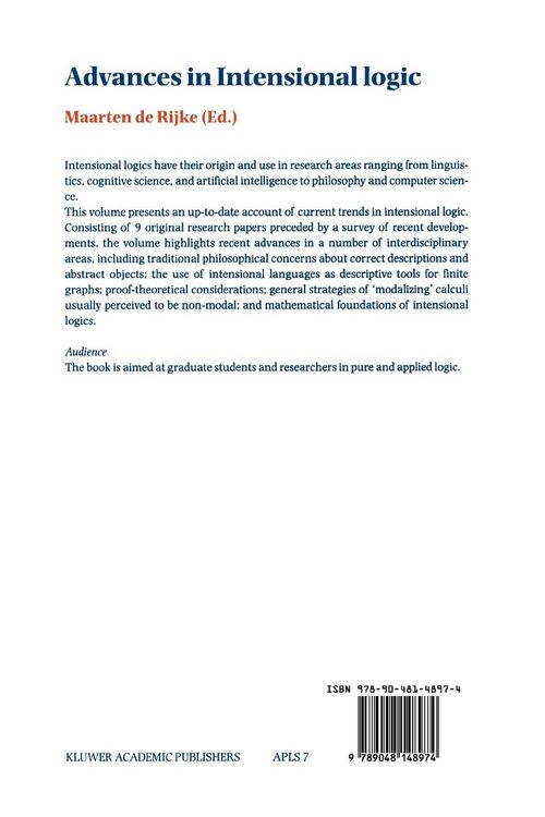 Produktbild: Advances in Intensional Logic