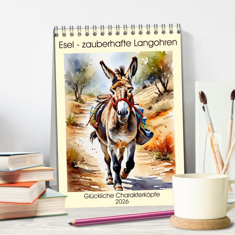 Produktbild: Esel - zauberhafte Langohren (Tischkalender 2026 DIN A5 hoch), CALVENDO Monatskalender