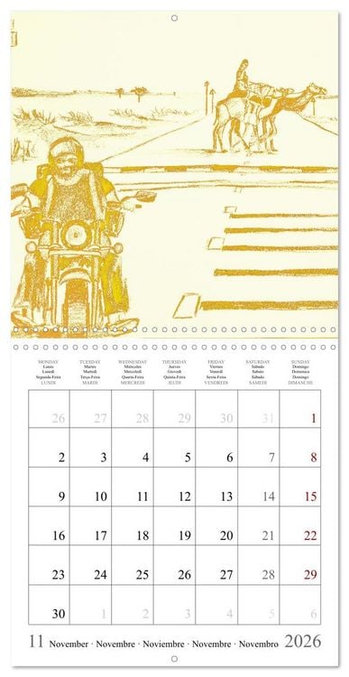 Produktbild: The passion of motorcycling - sketches of freedom (Wall Calendar 2026 12 &times; 12 Inch) CALVENDO 12 Month Wall Calendar