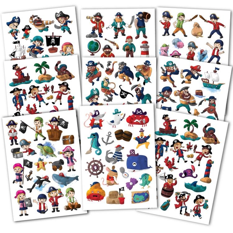 Produktbild: 150 hautfreundliche Kindertattoos &ndash; Thema: Piratenabenteuer