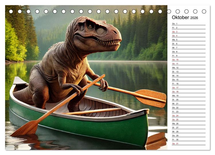 Produktbild: Sportlicher T-Rex - Mit Fun durch das Jahr (Tischkalender 2026 DIN A5 quer), CALVENDO Monatskalender