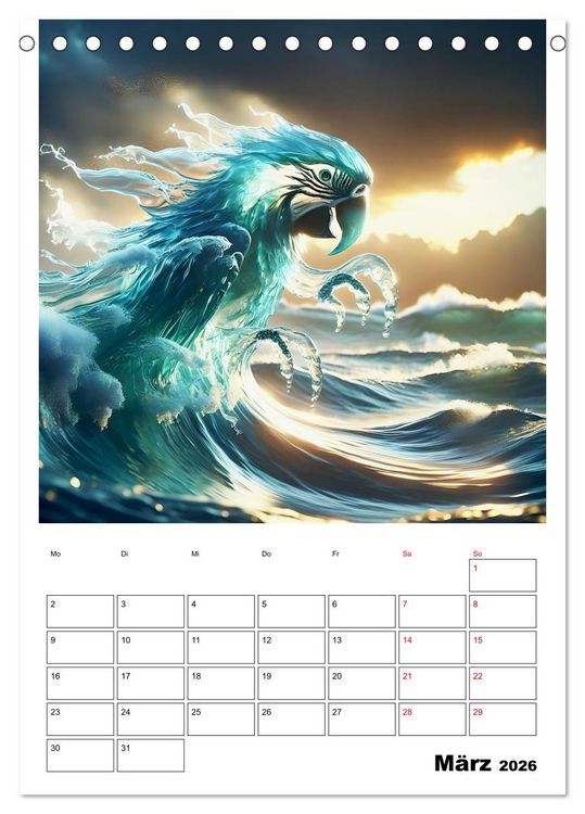 Produktbild: Wellen Illusionen (Tischkalender 2026 DIN A5 hoch), CALVENDO Monatskalender
